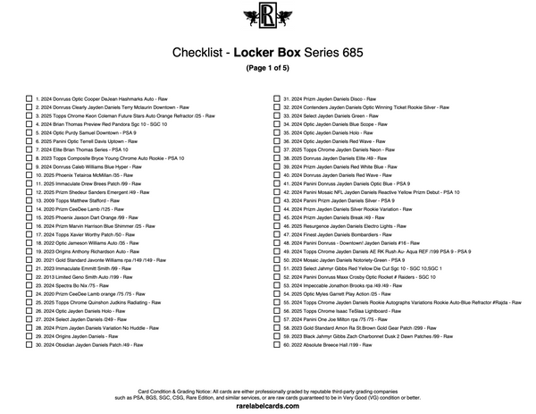 Checklists Rare Label Cards Checklists Rare Label Cards